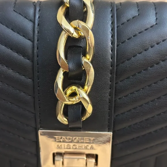 NWT Badgley Mischka Black Quilted Crossbody & Shoulder Bag – Vegan Leather - Picture 11 of 13